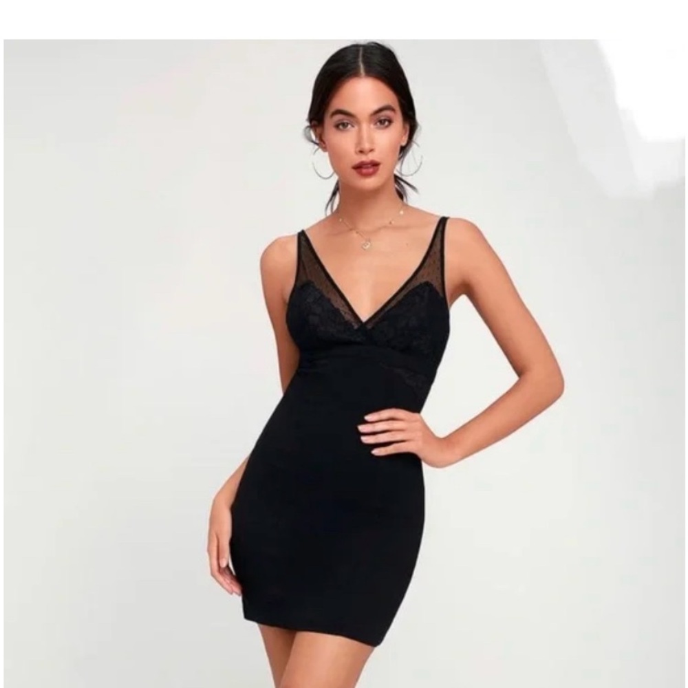 Intimately Free People Tie Back Lace Bodycon Dress Black Medium Little Black